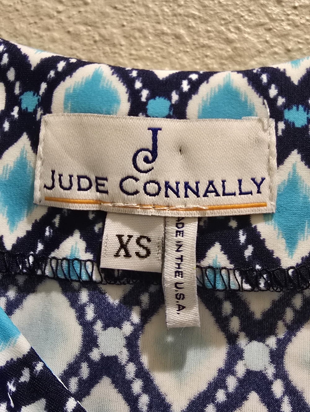 NWOT Jude Connally Millie Blue Diamond Peplum Top Sz XS - Picture 3 of 4